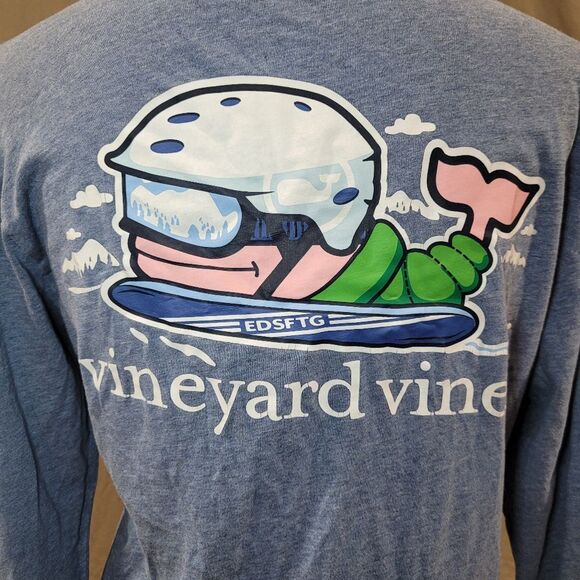 Vineyard Vines size XS Long-Sleeve Heathered Send It Whale Pocket T-Shirt - Picture 8 of 9
